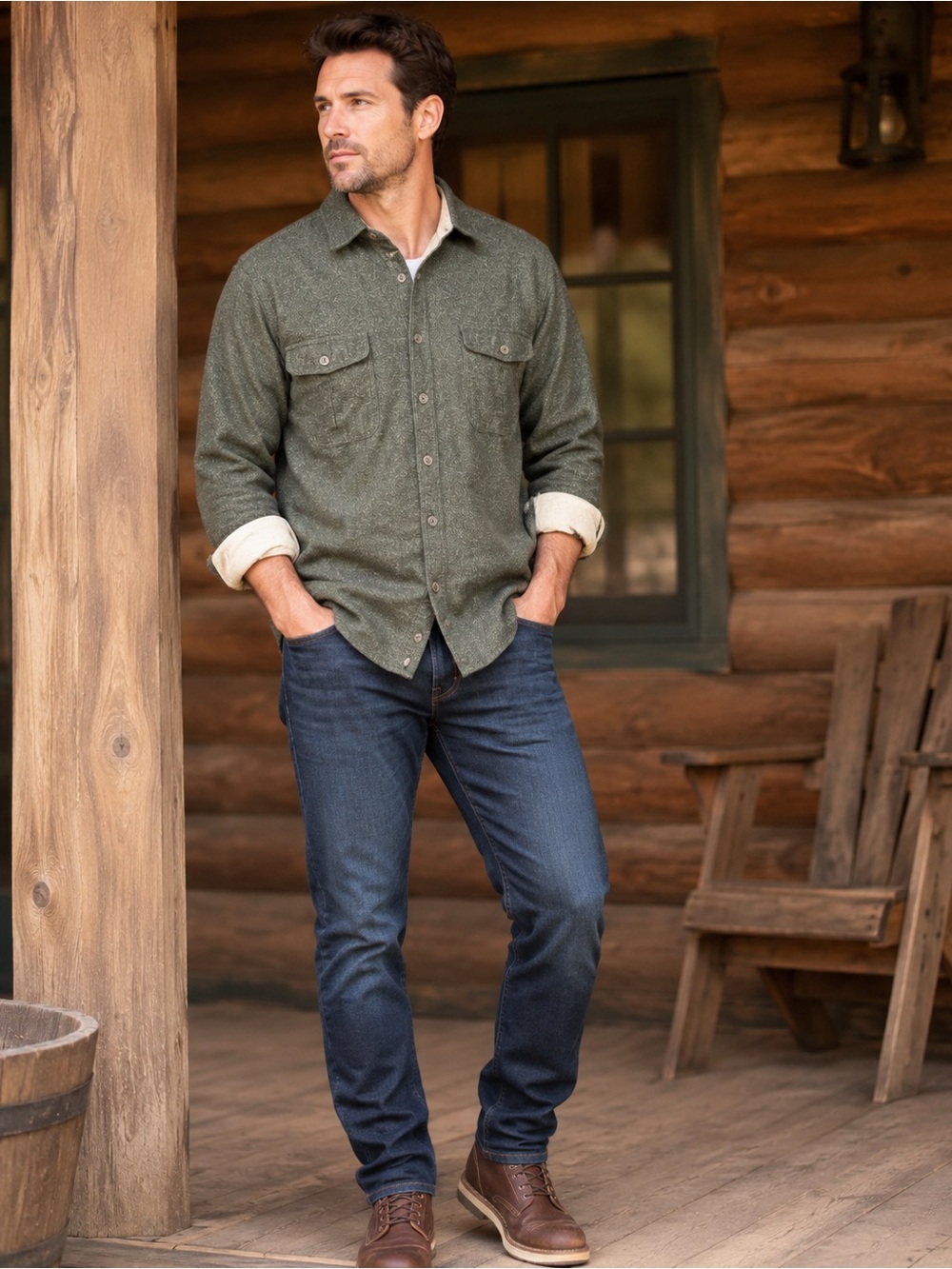 Freedom Foundry Men's XL Olive Chamois Flannel Work Shirt